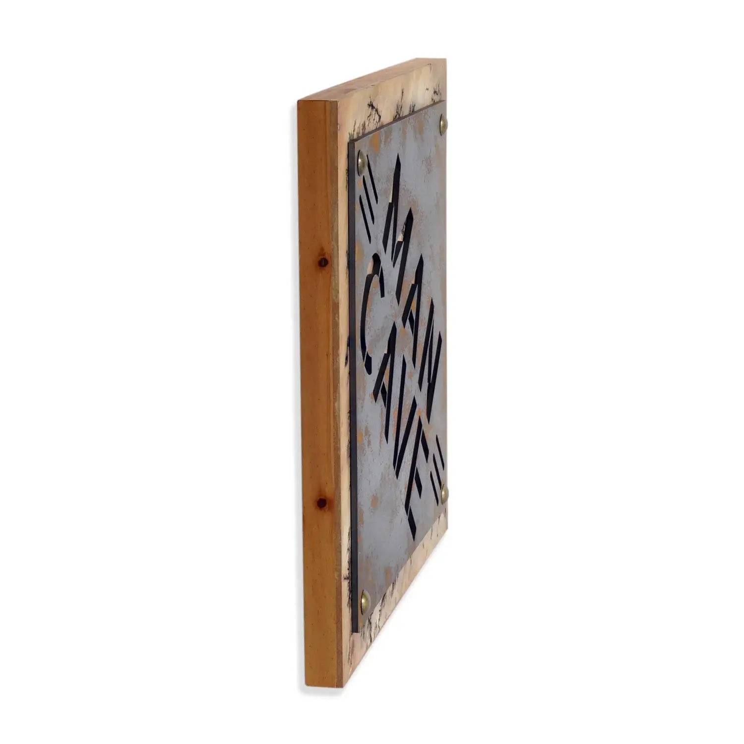 19" X 18" Gray And Natural Man Cave Metal And Wood Wall Decor - Homeroots - Flyclothing LLC