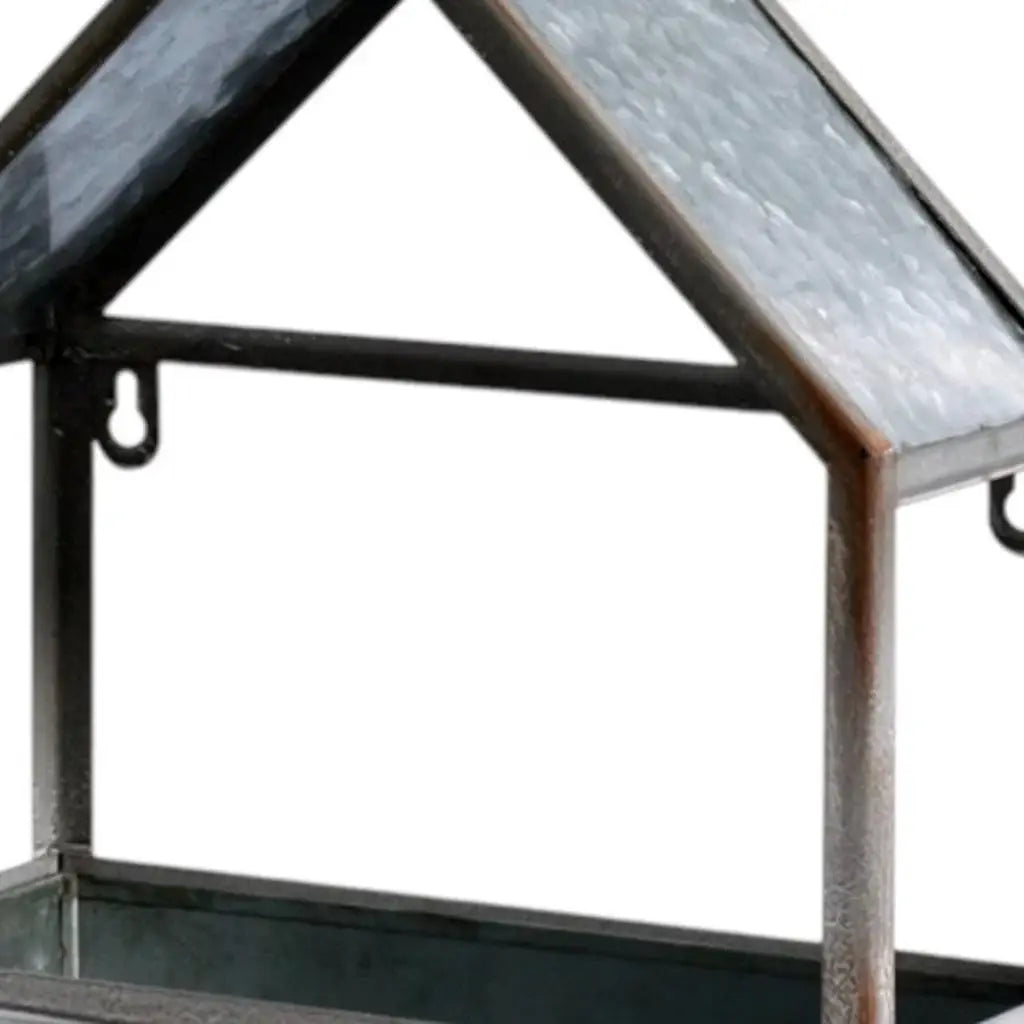 Set of Two Gray Galvanized Metal Novelty House Shaped Hanging Planters - Homeroots - Flyclothing LLC