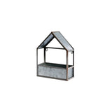 Set of Two Gray Galvanized Metal Novelty House Shaped Hanging Planters - Homeroots - Flyclothing LLC