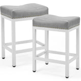 Set of Two 22" Gray and White Faux Leather and Steel Backless Bar Chairs - Homeroots - Flyclothing LLC