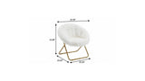 26" White and Bronze Tufted Faux Fur and Metal Lounge Chair - HomeRoots - Flyclothing LLC