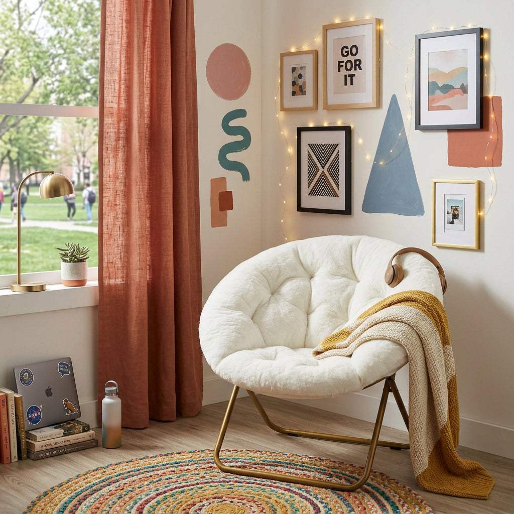 26" White and Bronze Tufted Faux Fur and Metal Lounge Chair - HomeRoots - Flyclothing LLC