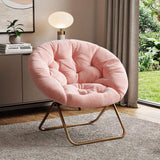 26" Pink and Bronze Tufted Faux Fur and Metal Folding Lounge Chair - HomeRoots - Flyclothing LLC