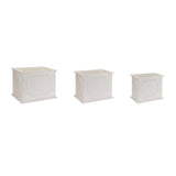 Set of Three White Wood Geometric Rectangular Planter Boxes - Homeroots - Flyclothing LLC