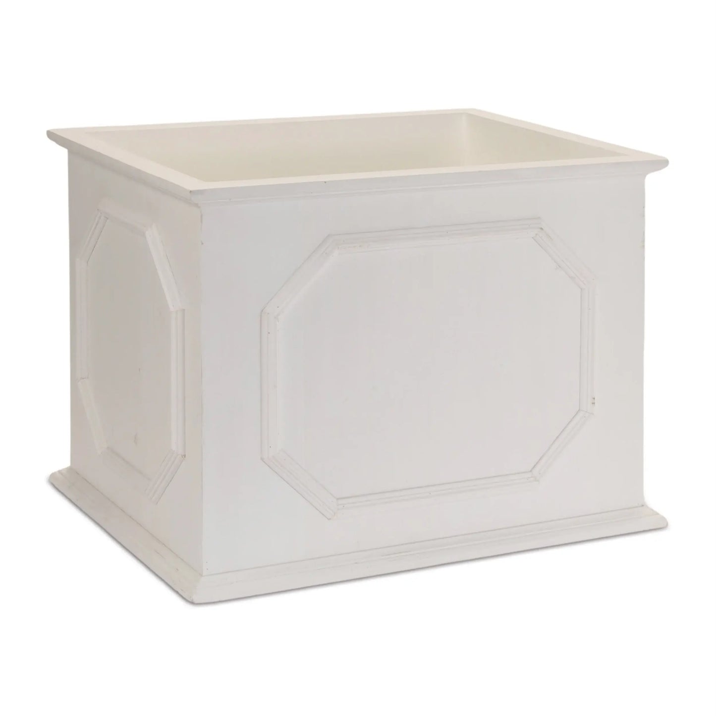 Set of Three White Wood Geometric Rectangular Planter Boxes - Homeroots - Flyclothing LLC