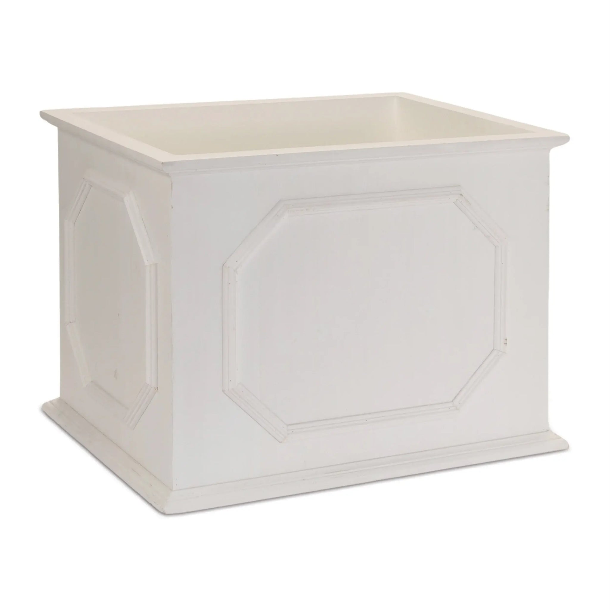 Set of Three White Wood Geometric Rectangular Planter Boxes - Homeroots - Flyclothing LLC