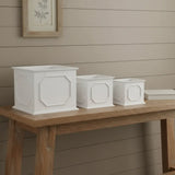 Set of Three White Wood Geometric Rectangular Planter Boxes - Homeroots - Flyclothing LLC