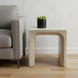 24" White Solid Wood Square Sled End Table - Homeroots - Flyclothing LLC