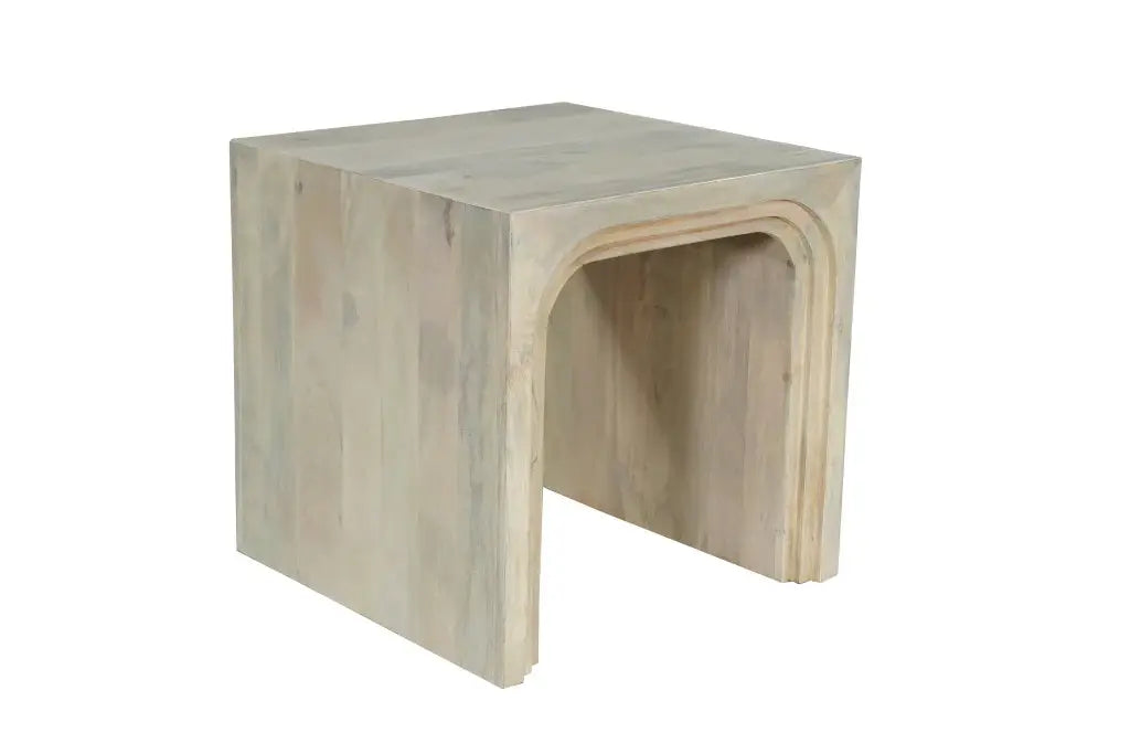 24" White Solid Wood Square Sled End Table - Homeroots - Flyclothing LLC