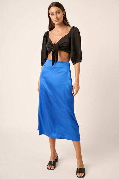 Mittoshop Side Slit Satin Midi Skirt - Trendsi - Flyclothing LLC