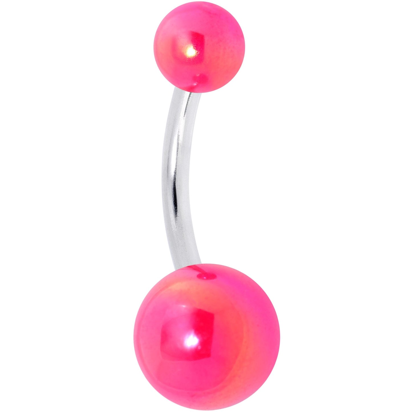 Watermelon Pink Pearlescent Acrylic Ball Belly Ring - BodyCandy - Flyclothing LLC