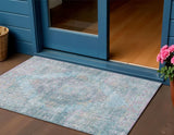 3' X 5' Blue And Pink Medallion Washable Indoor Outdoor Area Rug - Homeroots - Flyclothing LLC