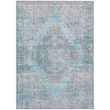 3' X 5' Blue And Pink Medallion Washable Indoor Outdoor Area Rug - Homeroots - Flyclothing LLC