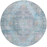 8' Blue And Pink Round Medallion Washable Indoor Outdoor Area Rug - Homeroots - Flyclothing LLC