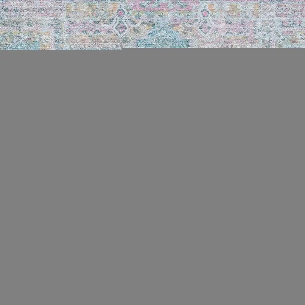 8' X 10' Blue And Pink Medallion Washable Indoor Outdoor Area Rug - Homeroots - Flyclothing LLC