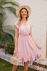 Swiss Dot Cap Sleeve Dress - Trendsi - Flyclothing LLC