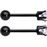16G 3/8 Clear Gem Black Anodized Titanium Cartilage Tragus Earring 2 Pack Set - BodyCandy - Flyclothing LLC