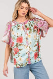 SAGE+FIG Plus Size Floral Mineral Wash French Terry Button Up Shirt - Trendsi