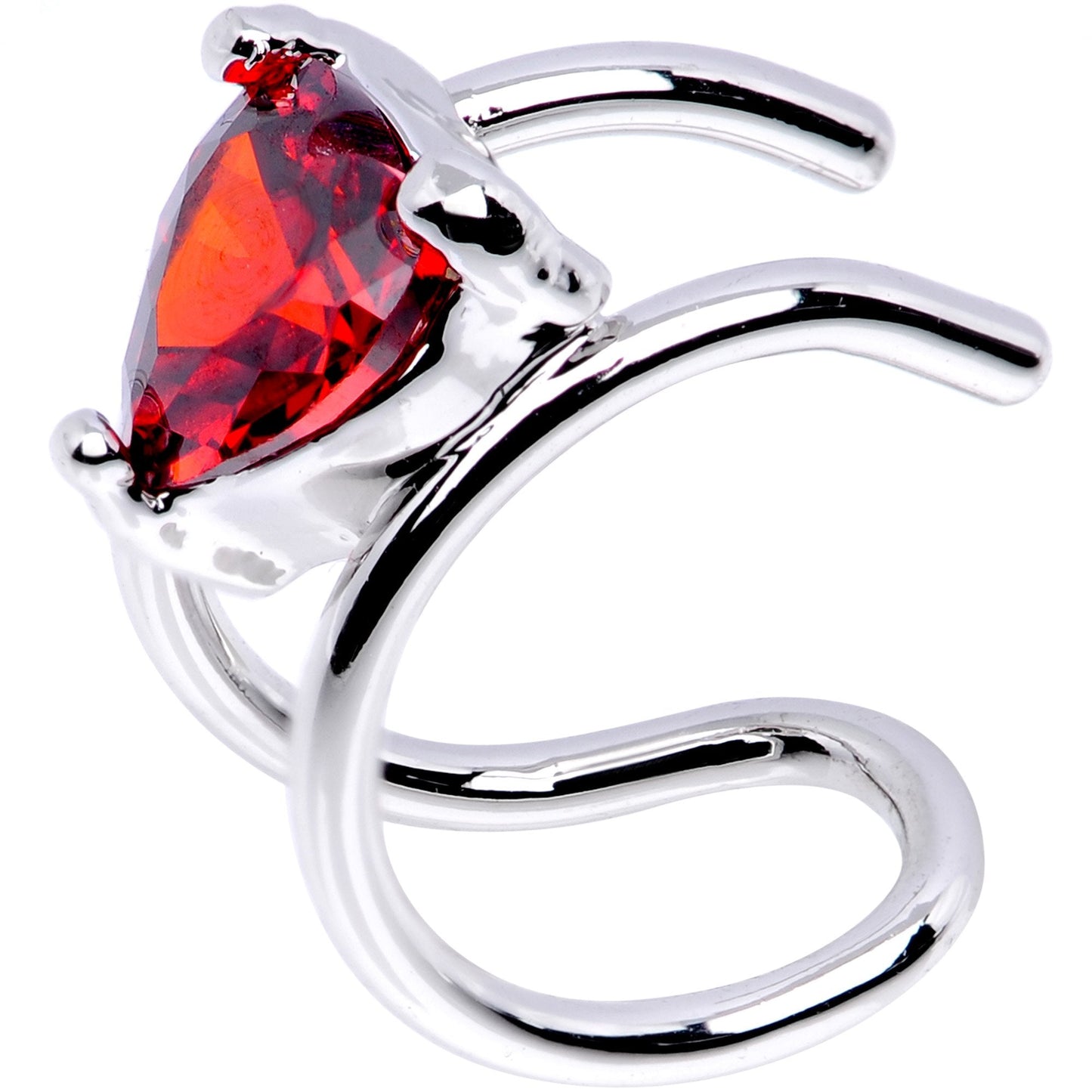 Red Gem Royal Heart Ear Cuff - BodyCandy - Flyclothing LLC