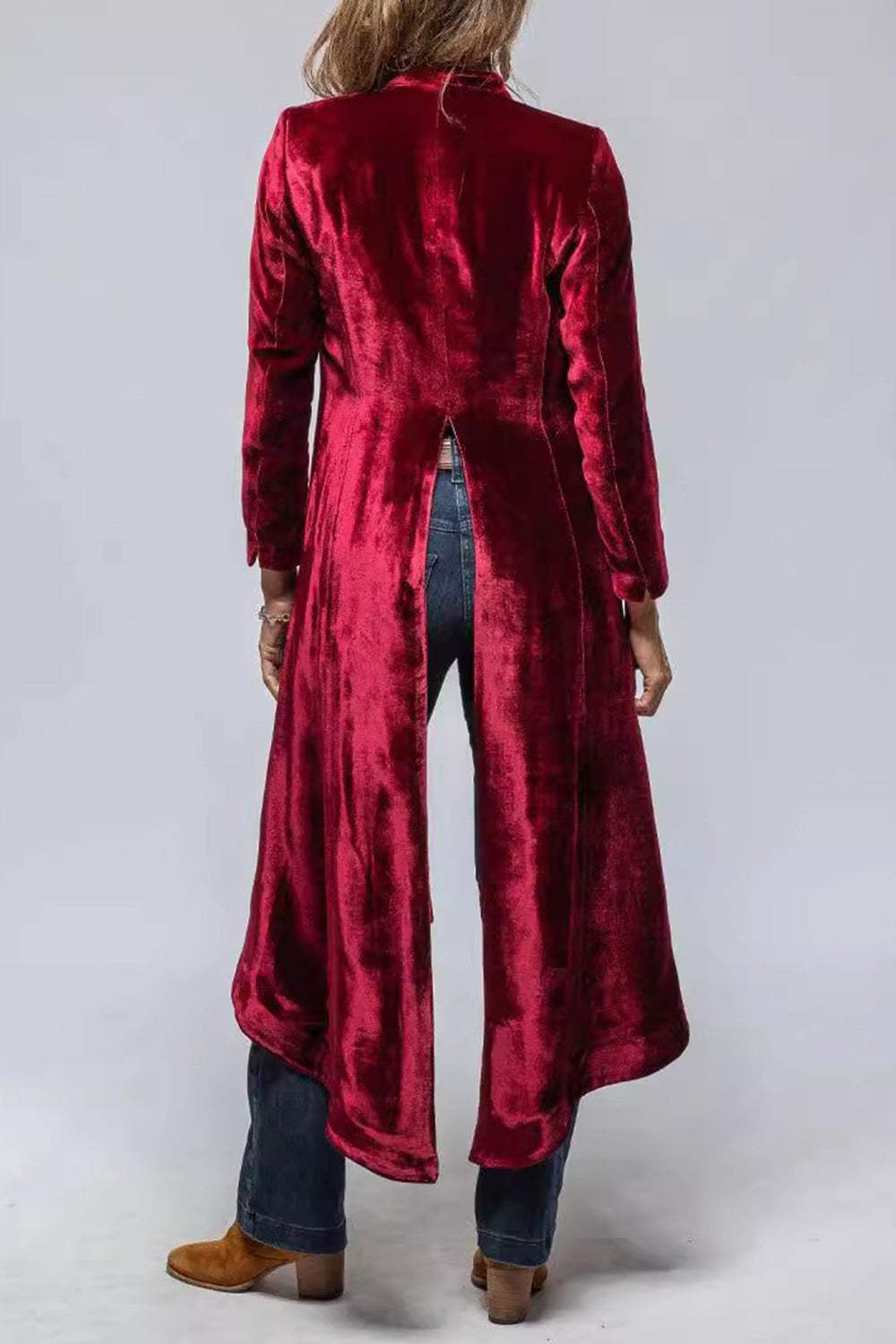 Slit Back Open Front Cardigan - Trendsi - Flyclothing LLC