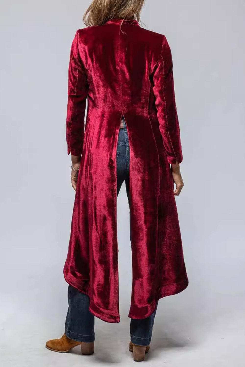 Slit Back Open Front Cardigan - Trendsi - Flyclothing LLC