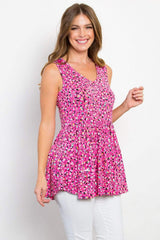 Be Stage Full Size Printed Tiered Sleeveless Top - Trendsi - Flyclothing LLC