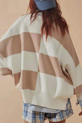 Color Block Round Neck Long Sleeve Sweater - Trendsi - Flyclothing LLC