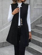 Button-Down Longline Vest Coat - Trendsi - Flyclothing LLC