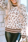 Leopard Mock Neck Long Sleeve Sweater - Trendsi - Flyclothing LLC
