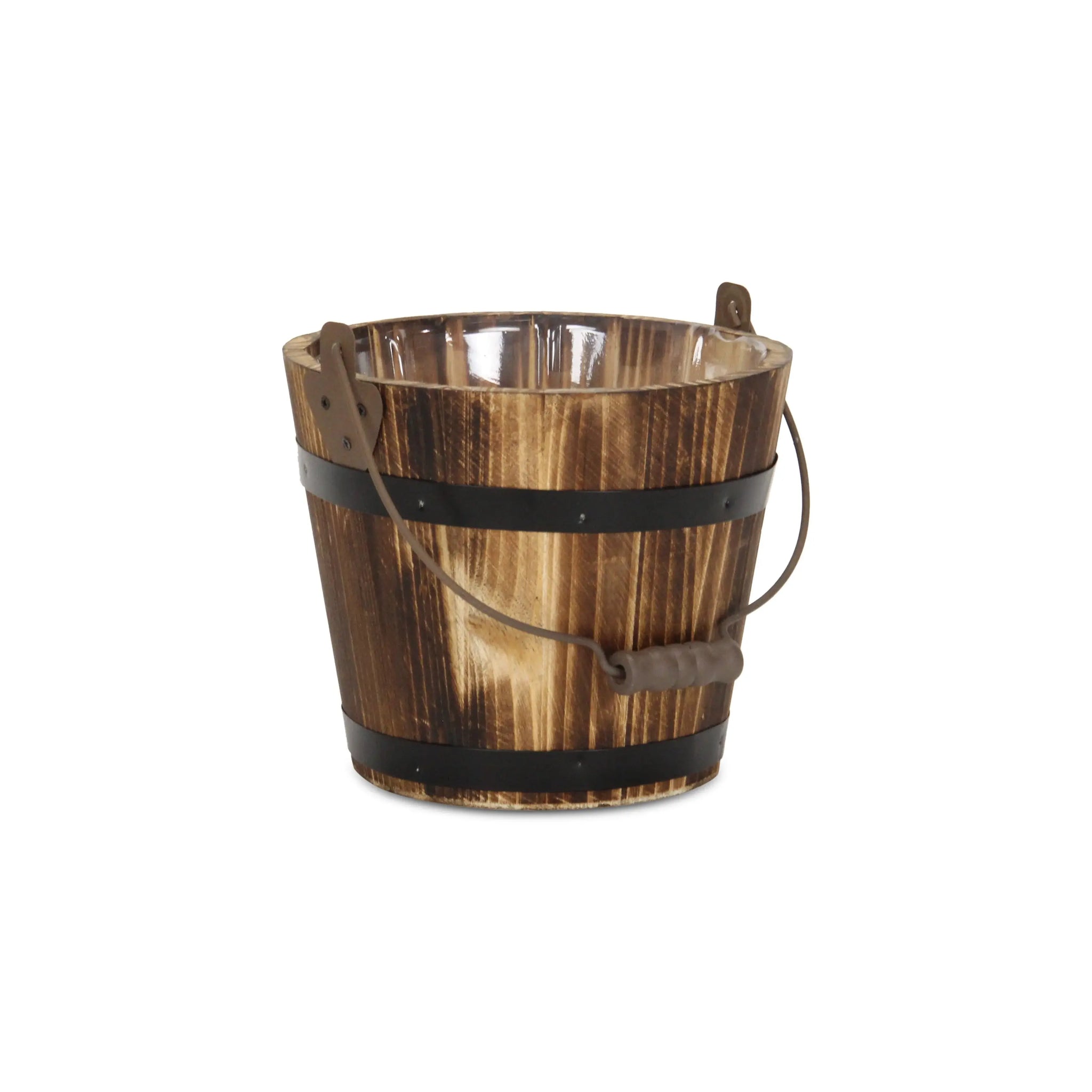 Brown Wood 100 Ounce Round Distressed Bucket Planter - Homeroots - Flyclothing LLC
