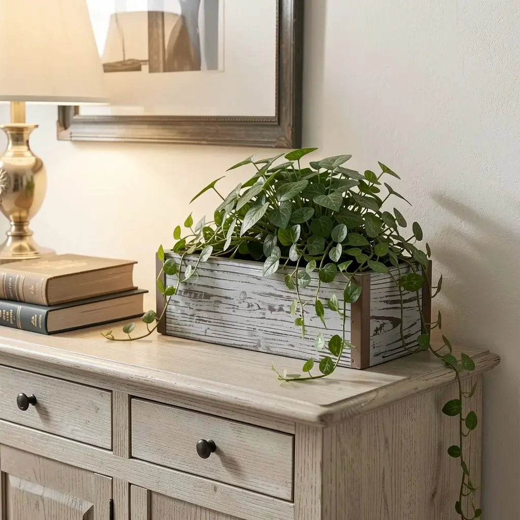 Gray Wood 98 Ounce Rectangular Distressed Planter Box - Homeroots - Flyclothing LLC