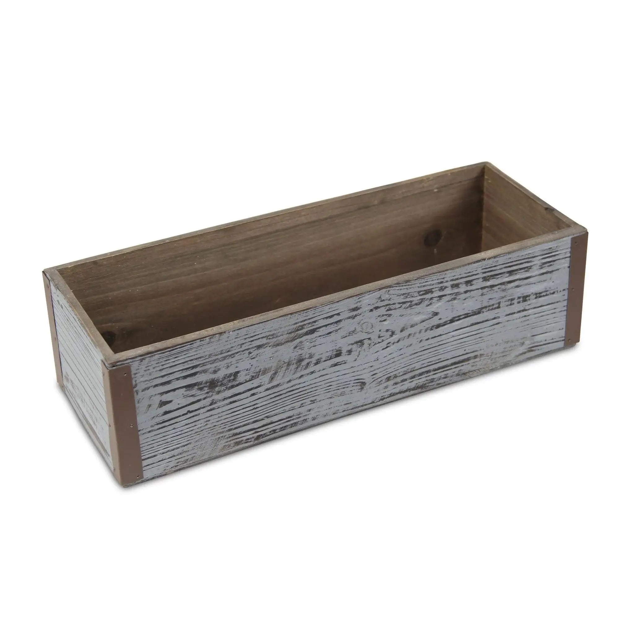 Gray Wood 151 Ounce Rectangular Distressed Planter Box - Homeroots - Flyclothing LLC