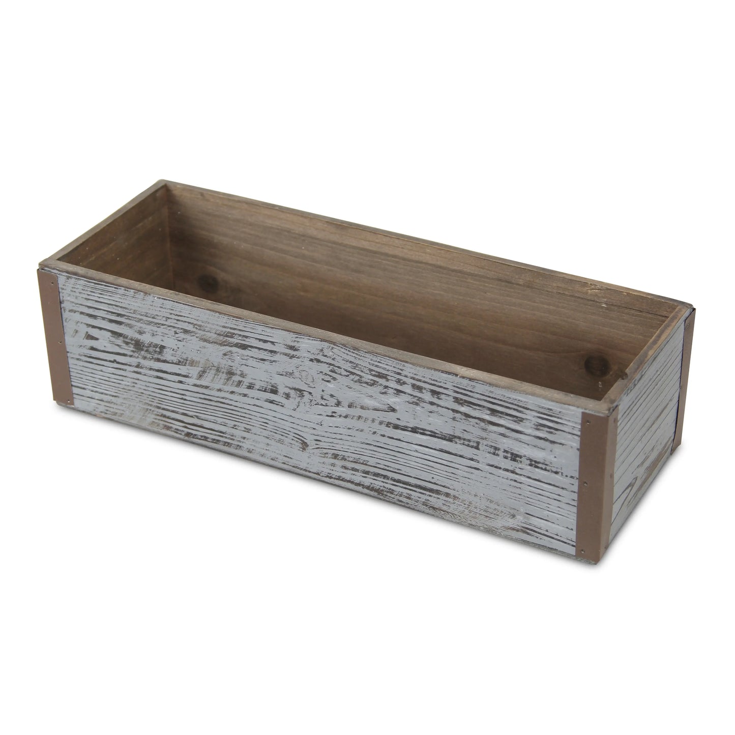 Gray Wood 151 Ounce Rectangular Distressed Planter Box - Homeroots - Flyclothing LLC