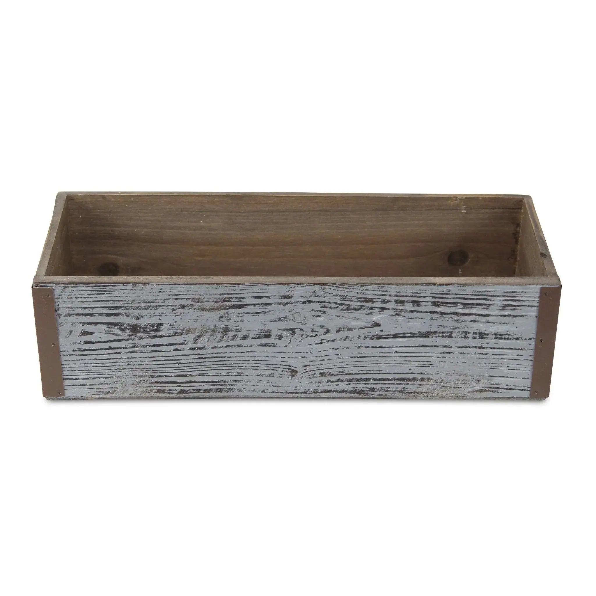 Gray Wood 151 Ounce Rectangular Distressed Planter Box - Homeroots - Flyclothing LLC