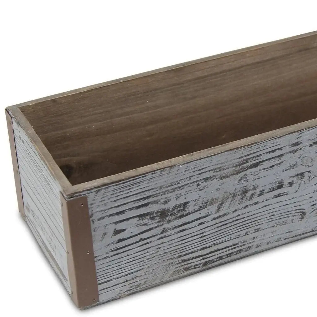 Gray Wood 151 Ounce Rectangular Distressed Planter Box - Homeroots - Flyclothing LLC