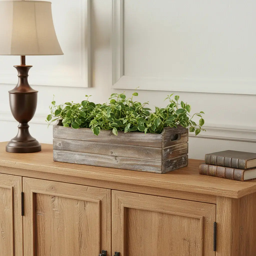 Brown Wood 200 Ounce Rectangular Distressed Planter Box - Homeroots - Flyclothing LLC