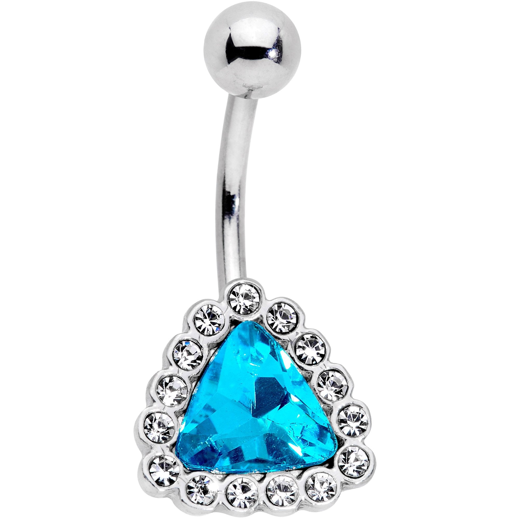 Clear Aqua Gem Chunky Pyramid Star Belly Ring - BodyCandy - Flyclothing LLC