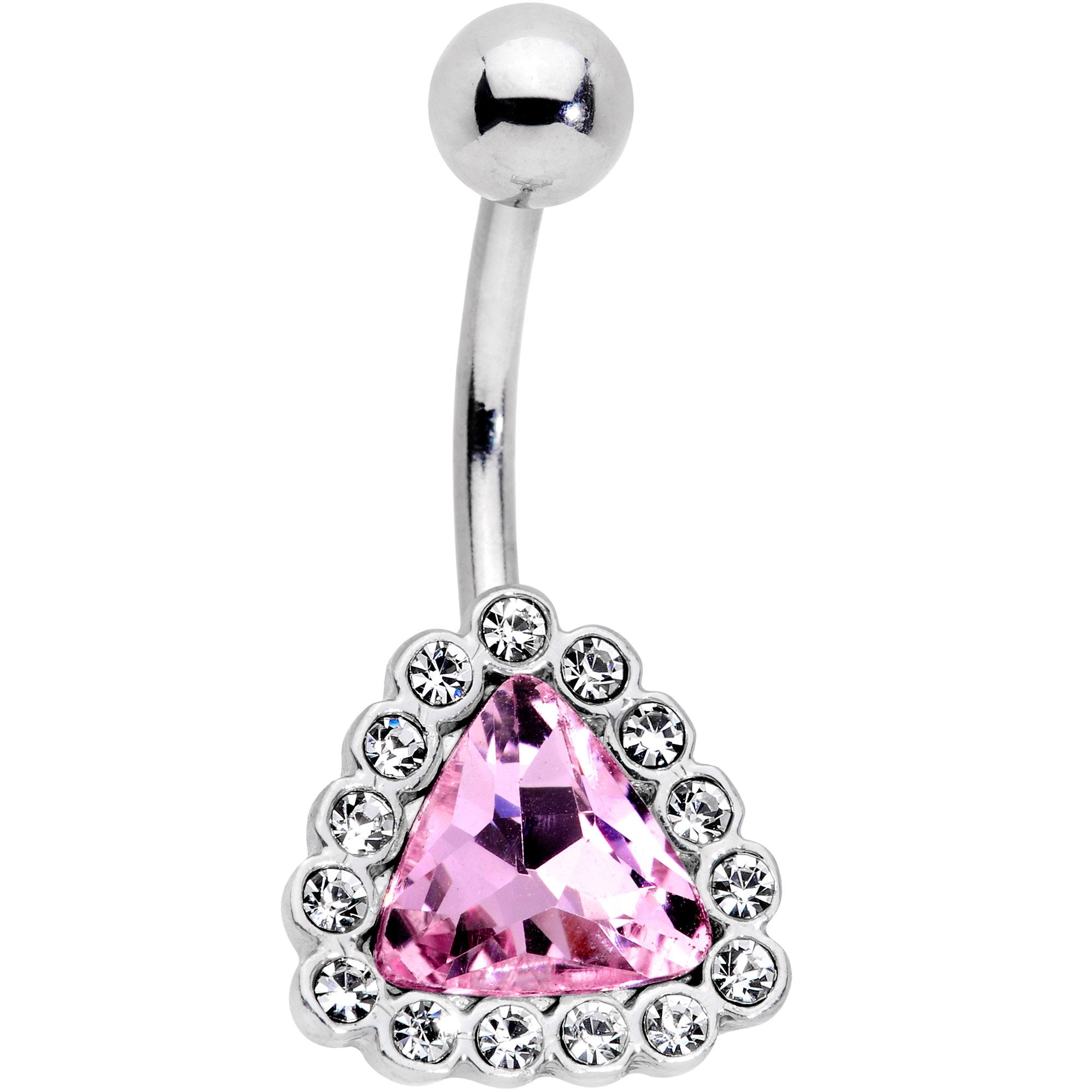 Clear Pink Gem Chunky Pyramid Star Belly Ring - BodyCandy - Flyclothing LLC