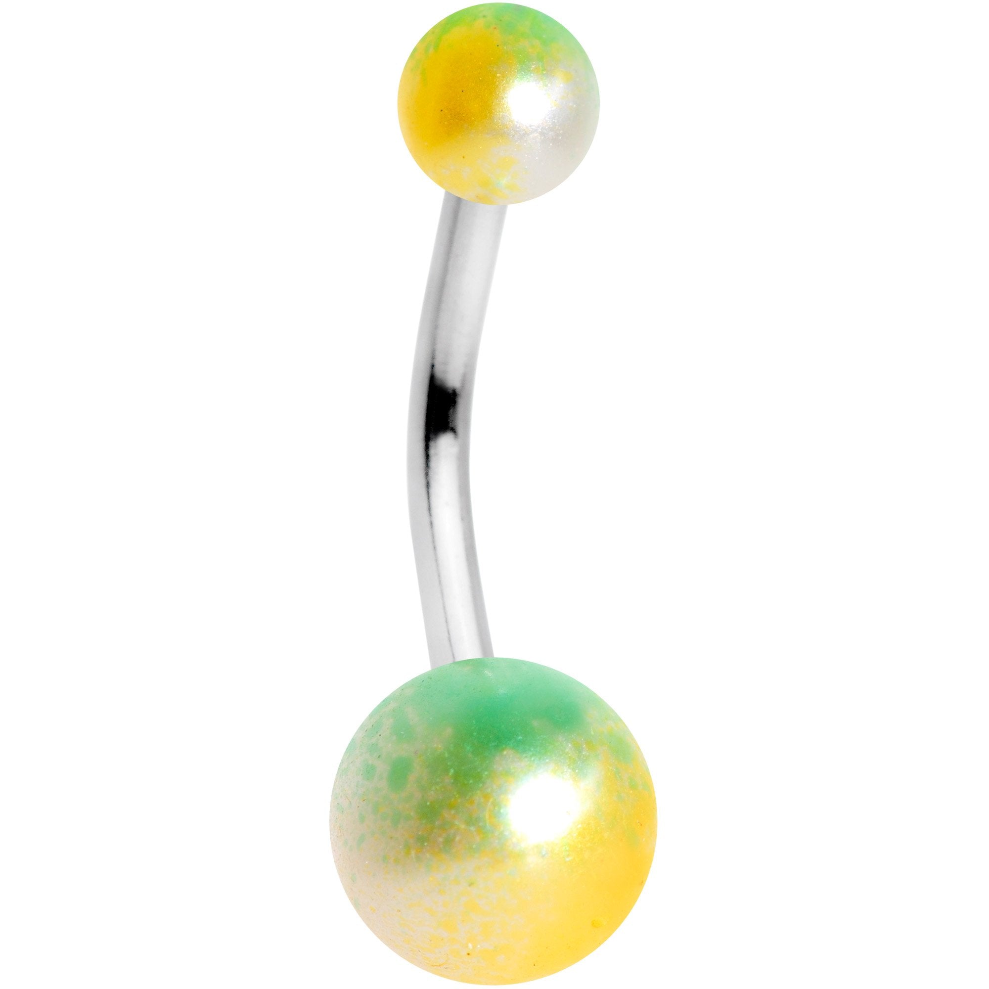 Yellow Green Pearlescent Acrylic Ball Belly Ring - BodyCandy - Flyclothing LLC