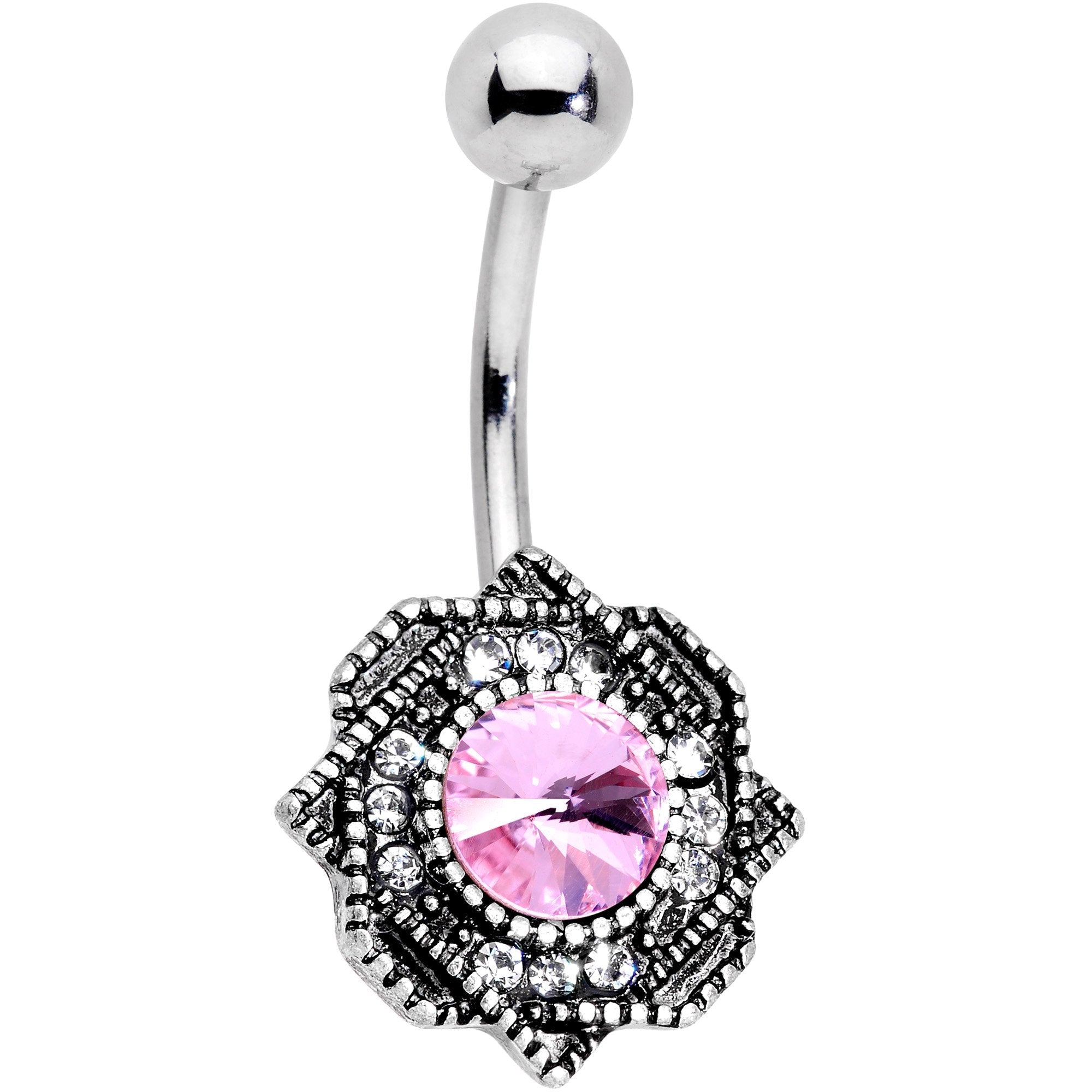 Clear Pink Gem Sophisticated Star Belly Ring - BodyCandy - Flyclothing LLC