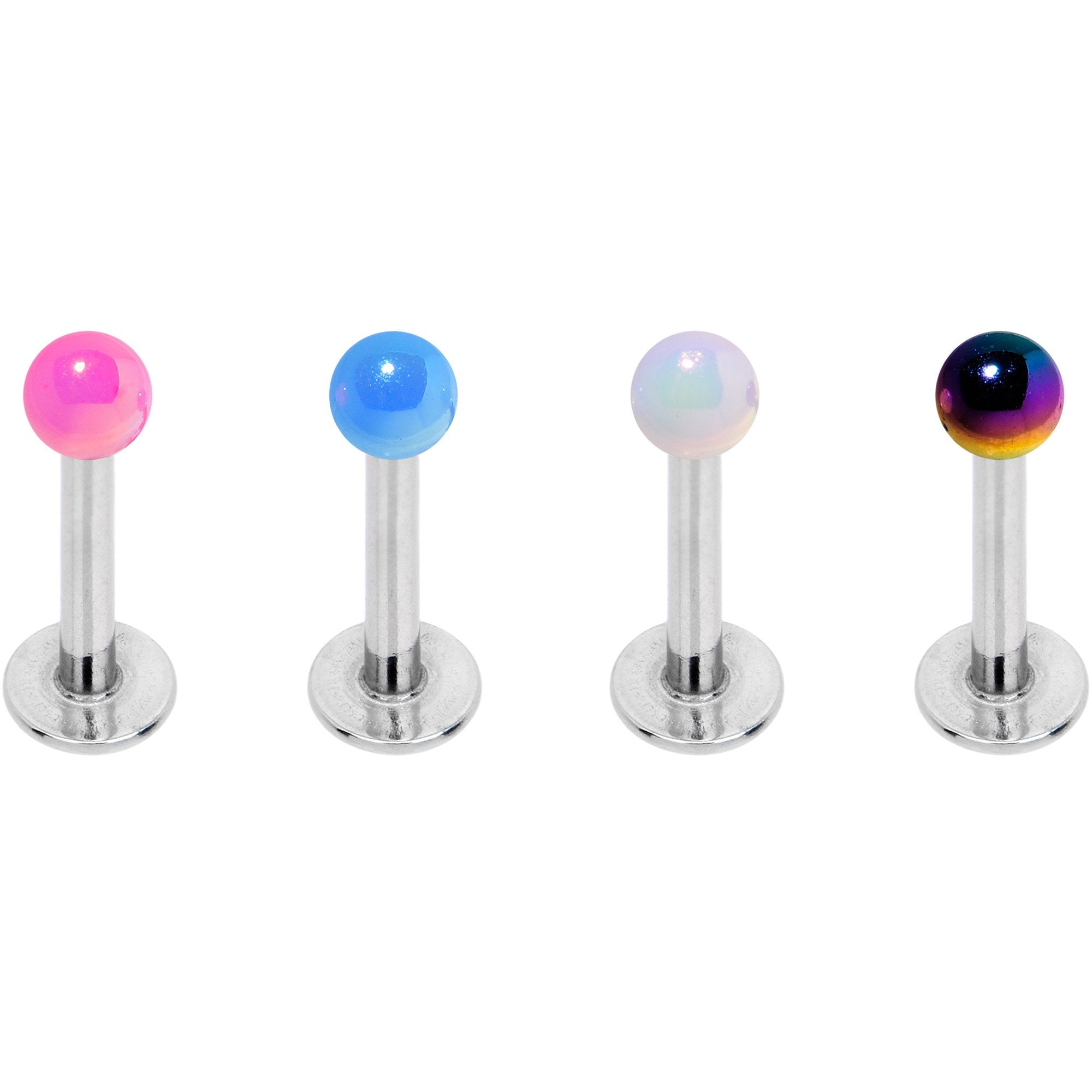 Multi Color Pearlescent Acrylic Ball Labret Monroe Tragus Set of 4 - BodyCandy - Flyclothing LLC