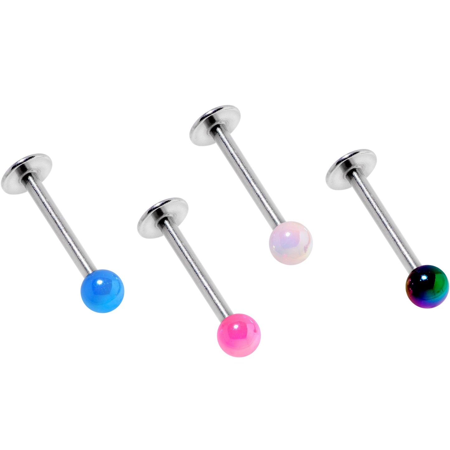 Multi Color Pearlescent Acrylic Ball Labret Monroe Tragus Set of 4 - BodyCandy - Flyclothing LLC