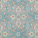 3' X 5' Teal Blue Pink And Orange Ogee Washable Indoor Outdoor Area Rug - Homeroots - Flyclothing LLC