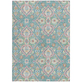 5' X 8' Teal Blue Pink And Orange Ogee Washable Indoor Outdoor Area Rug - Homeroots - Flyclothing LLC
