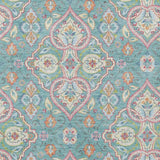 8' X 10' Teal Blue Pink And Orange Ogee Washable Indoor Outdoor Area Rug - Homeroots - Flyclothing LLC