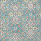 10' X 14' Teal Blue Pink And Orange Ogee Washable Indoor Outdoor Area Rug - Homeroots - Flyclothing LLC