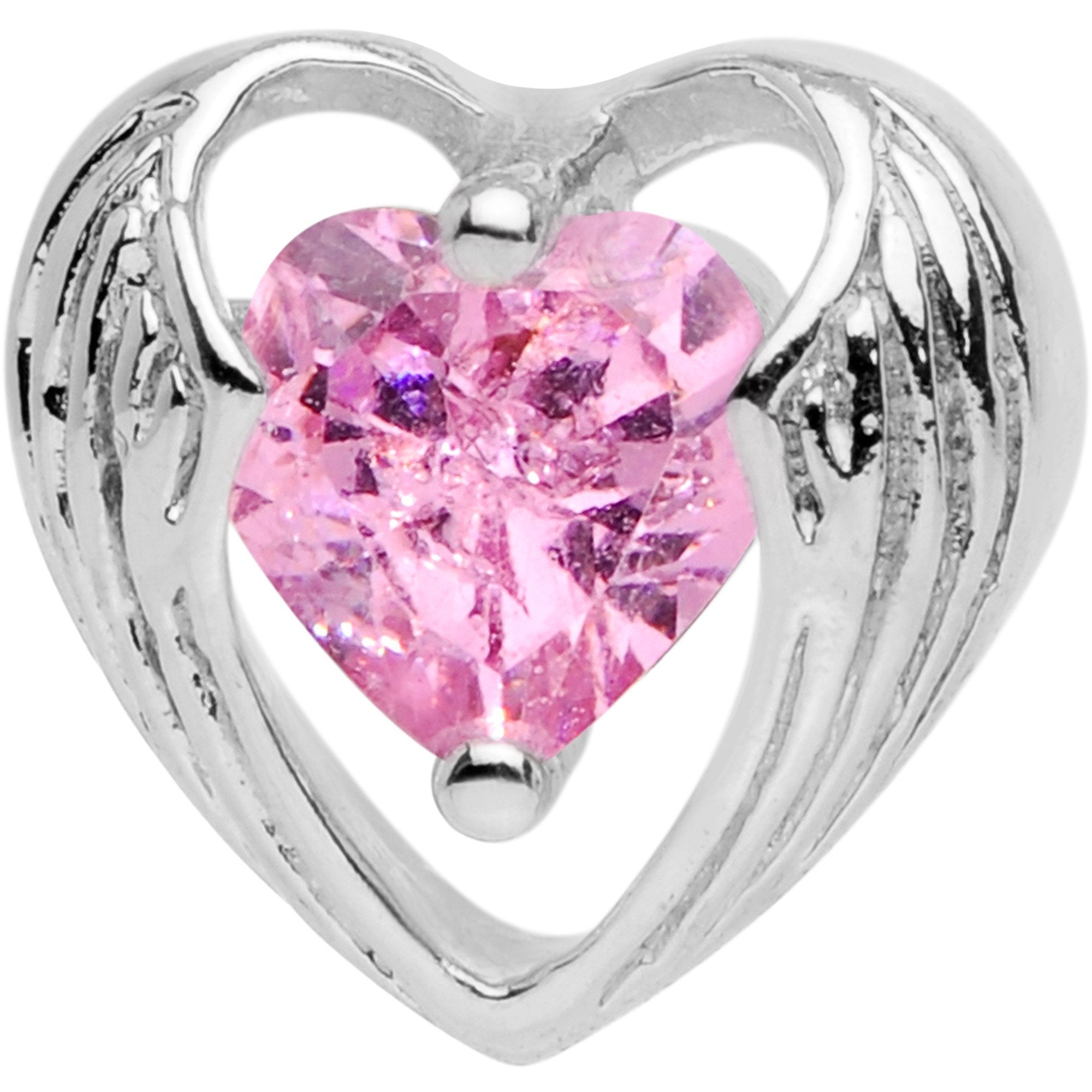 Pink CZ Gem Hugged Heart Cartilage Tragus Earring - BodyCandy - Flyclothing LLC