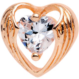 Clear CZ Gem Rose Gold Plated Hugged Heart Cartilage Tragus Earring - BodyCandy - Flyclothing LLC