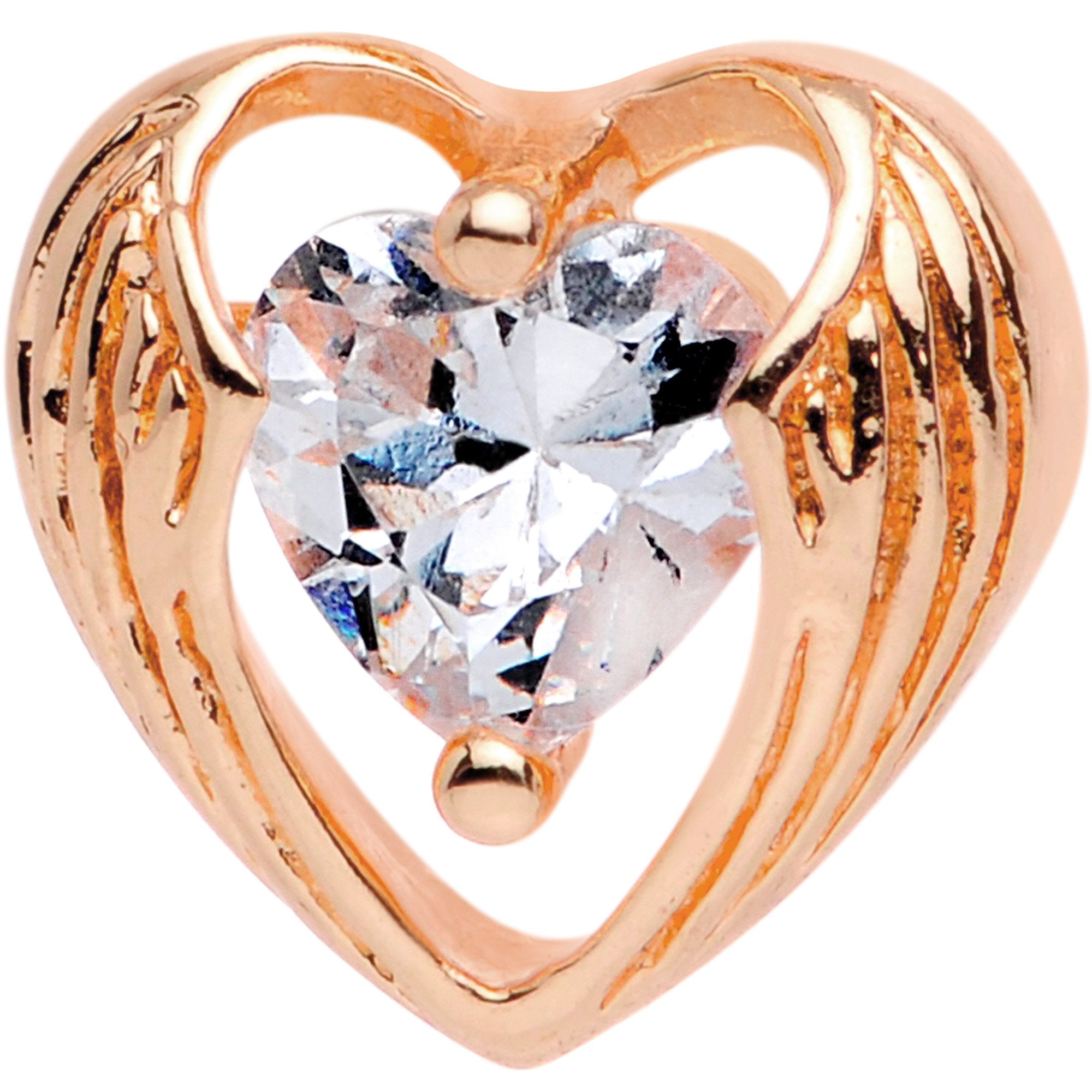Clear CZ Gem Rose Gold Plated Hugged Heart Cartilage Tragus Earring - BodyCandy - Flyclothing LLC
