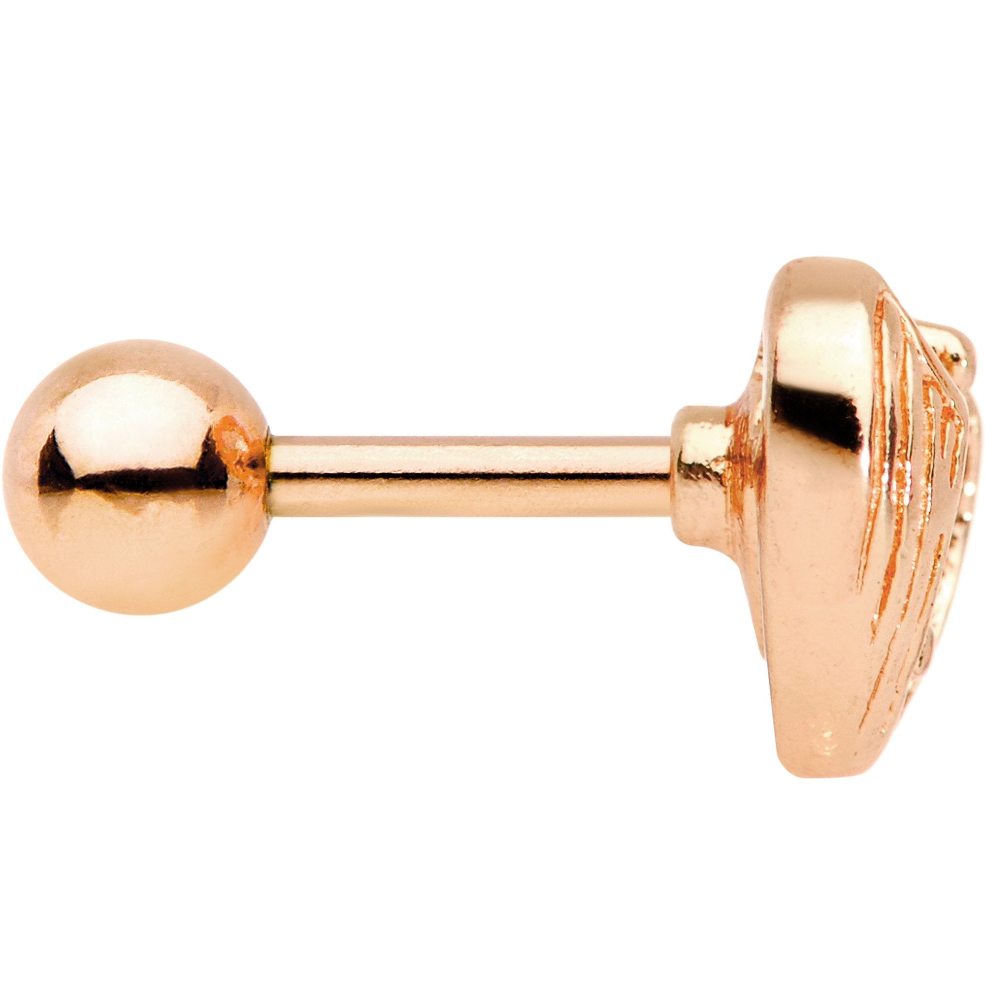 Clear CZ Gem Rose Gold Plated Hugged Heart Cartilage Tragus Earring - BodyCandy - Flyclothing LLC